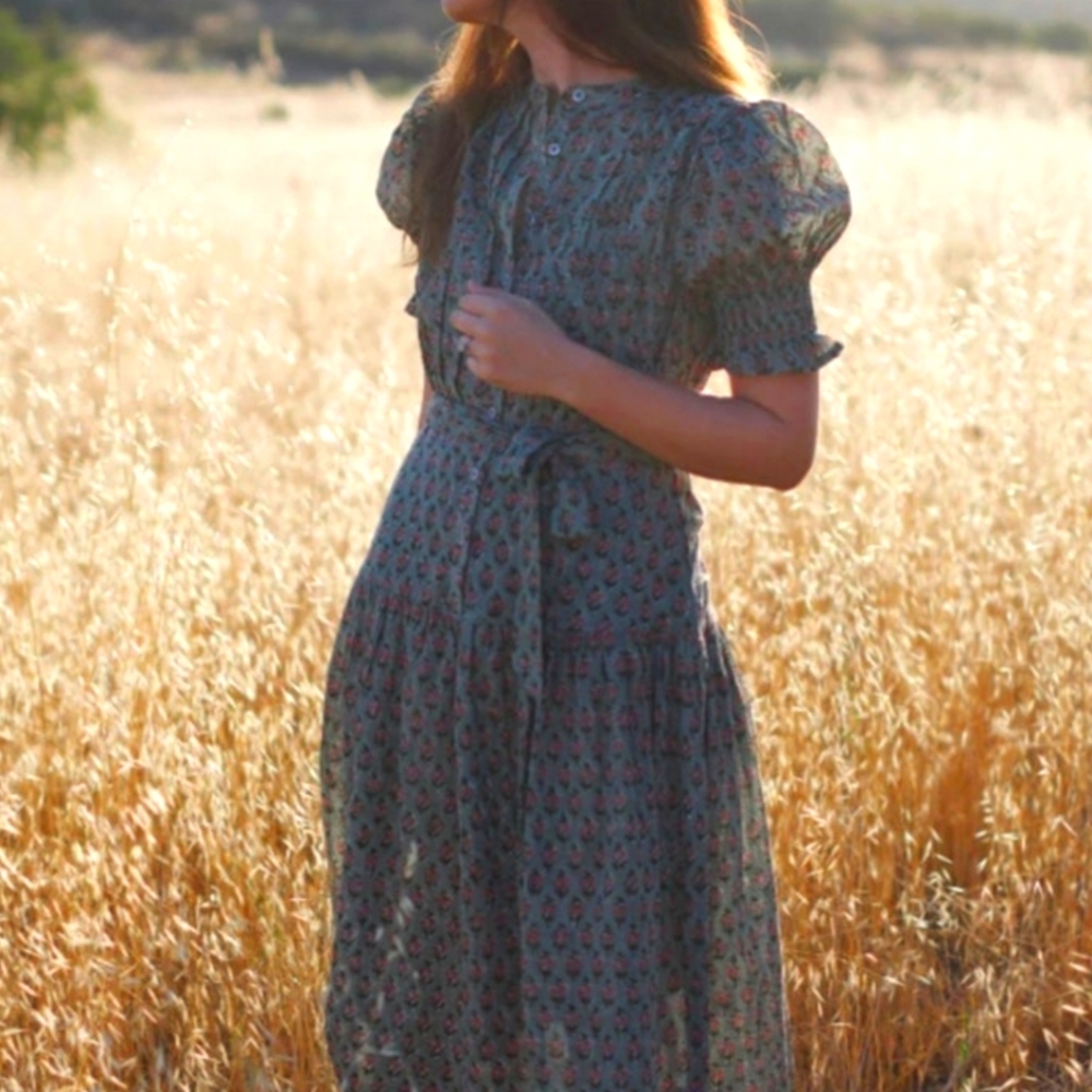 New! Daughters of India Prairie Dress in Sage size X-SMALL.